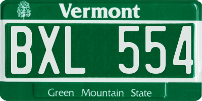 VT license plate BXL554