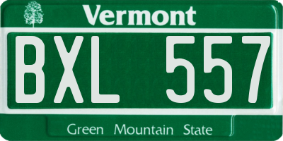 VT license plate BXL557
