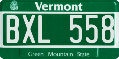 VT license plate BXL558