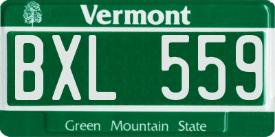 VT license plate BXL559