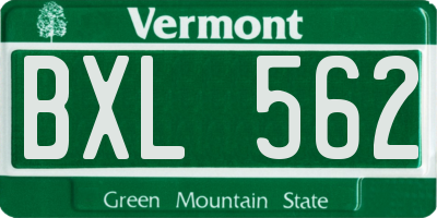 VT license plate BXL562