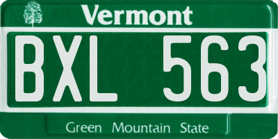 VT license plate BXL563