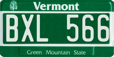 VT license plate BXL566