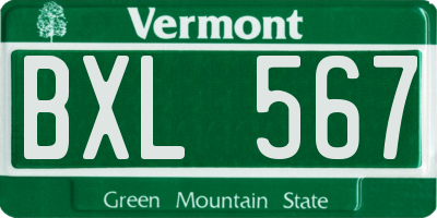 VT license plate BXL567