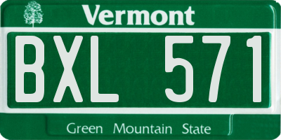 VT license plate BXL571