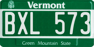 VT license plate BXL573
