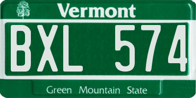 VT license plate BXL574