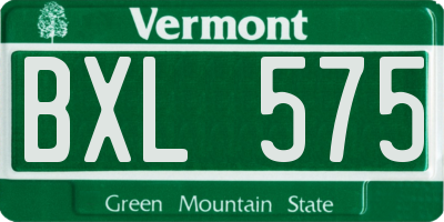 VT license plate BXL575