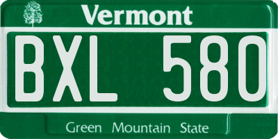 VT license plate BXL580