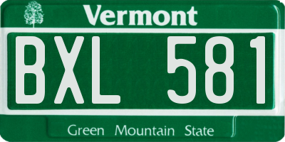 VT license plate BXL581