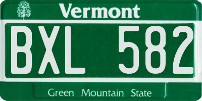 VT license plate BXL582