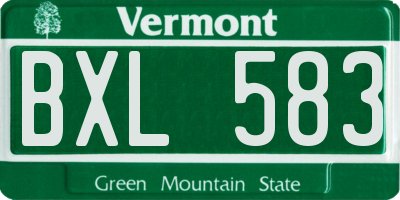 VT license plate BXL583