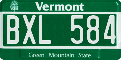 VT license plate BXL584