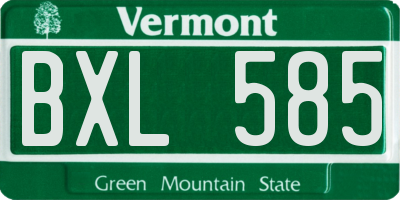 VT license plate BXL585