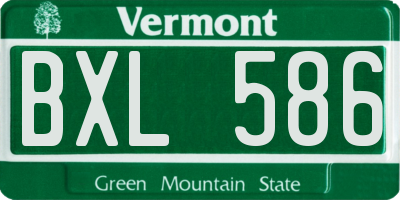VT license plate BXL586