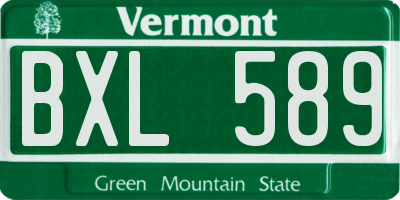 VT license plate BXL589