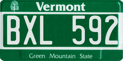 VT license plate BXL592