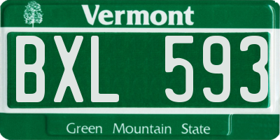 VT license plate BXL593