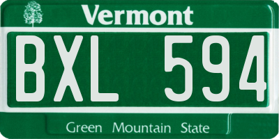 VT license plate BXL594