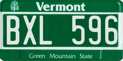 VT license plate BXL596