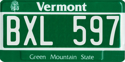 VT license plate BXL597
