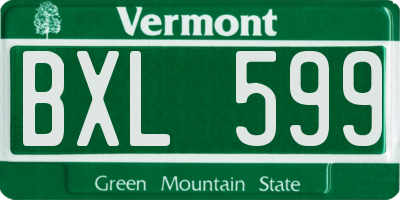 VT license plate BXL599