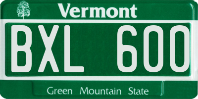 VT license plate BXL600