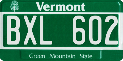 VT license plate BXL602