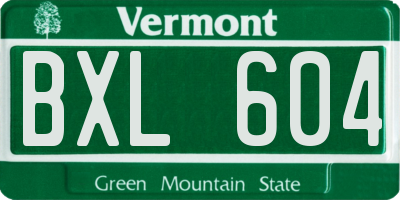 VT license plate BXL604