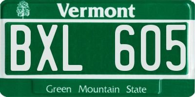 VT license plate BXL605