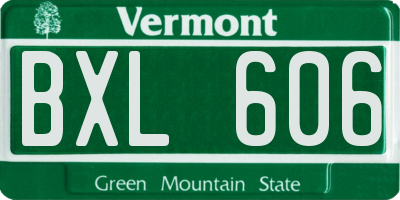VT license plate BXL606