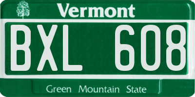 VT license plate BXL608