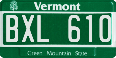 VT license plate BXL610
