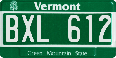 VT license plate BXL612