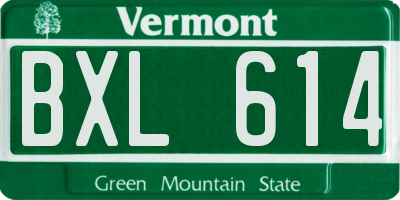 VT license plate BXL614