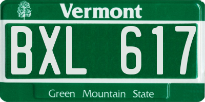 VT license plate BXL617