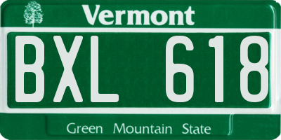 VT license plate BXL618