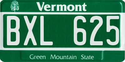 VT license plate BXL625