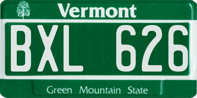 VT license plate BXL626