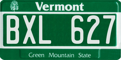 VT license plate BXL627
