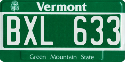 VT license plate BXL633