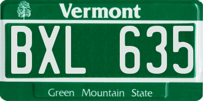VT license plate BXL635