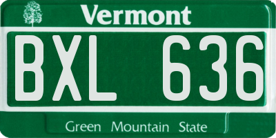 VT license plate BXL636