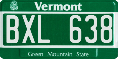 VT license plate BXL638