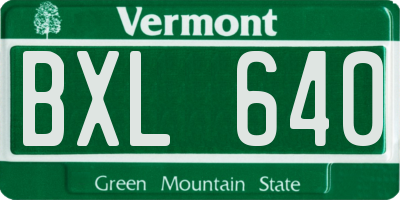 VT license plate BXL640