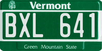 VT license plate BXL641