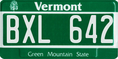 VT license plate BXL642