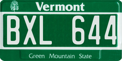 VT license plate BXL644