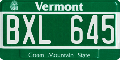 VT license plate BXL645
