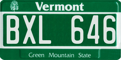 VT license plate BXL646